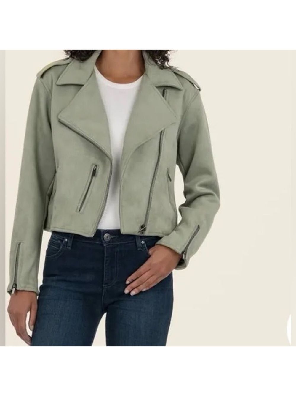 KUT from the Kloth-Jackie Moto Jacket-size Medium-Celery-NWT-retails $129 - Picture 9 of 10